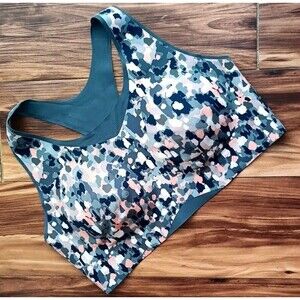 Soma Bliss Breathe Racerback Sport Bra Size XL Blue Natural Abstracts Orion